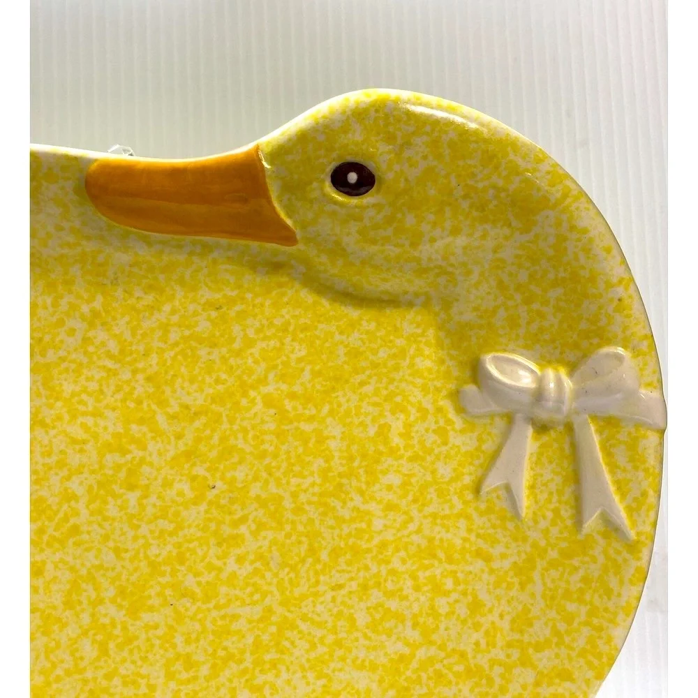 TREASURE CRAFT Yellow Duck Speckled Serving Platter Plate Decor Easter Vintage